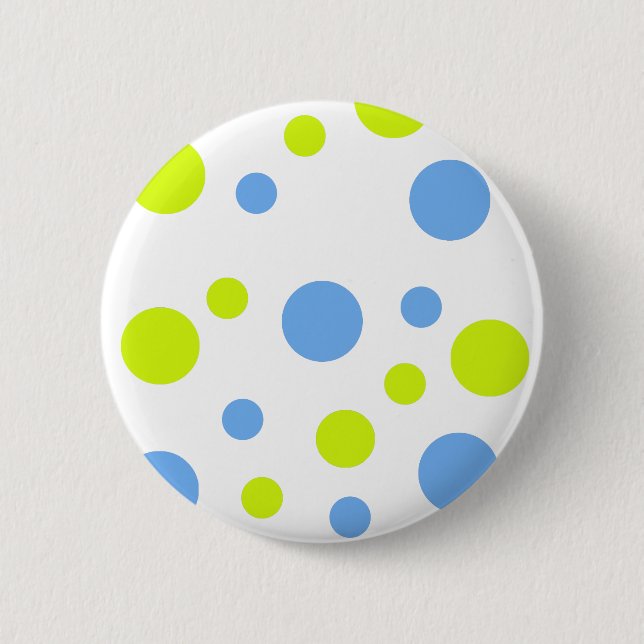 Happy Funky Yellow Blue Bubbles Button (Front)