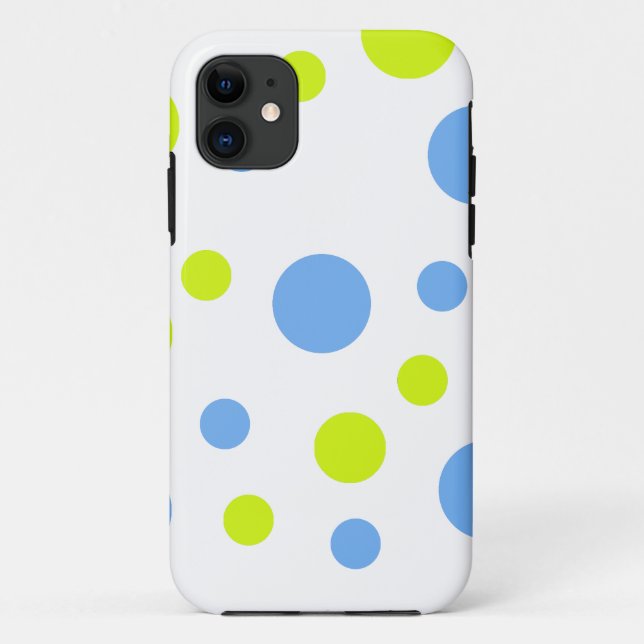 Happy Funky Yellow Blue Bubbles Case-Mate iPhone Case (Back)