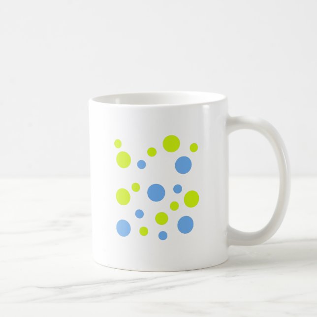 Happy Funky Yellow Blue Bubbles Coffee Mug (Right)