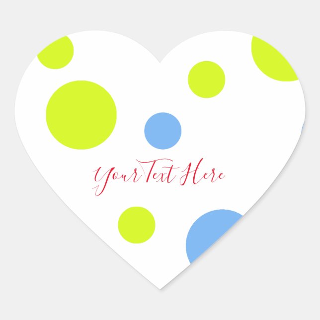 Happy Funky Yellow Blue Bubbles Heart Sticker (Front)