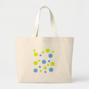 Happy Funky Yellow Blue Bubbles Large Tote Bag