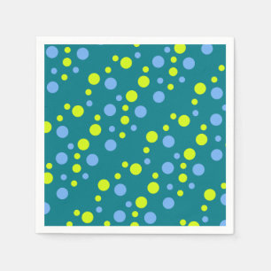 Happy Funky Yellow Blue Bubbles Paper Napkins