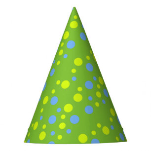 Happy Funky Yellow Blue Bubbles Party Hat