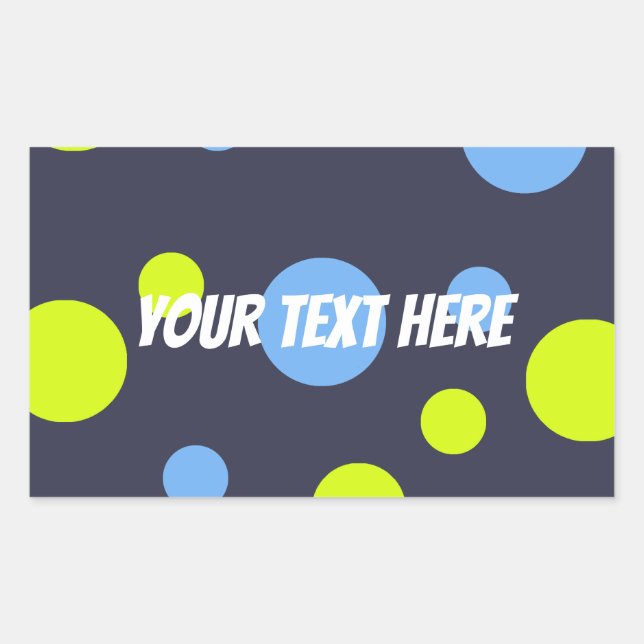 Happy Funky Yellow Blue Bubbles Rectangular Sticker (Front)