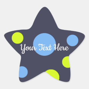 Happy Funky Yellow Blue Bubbles Star Sticker