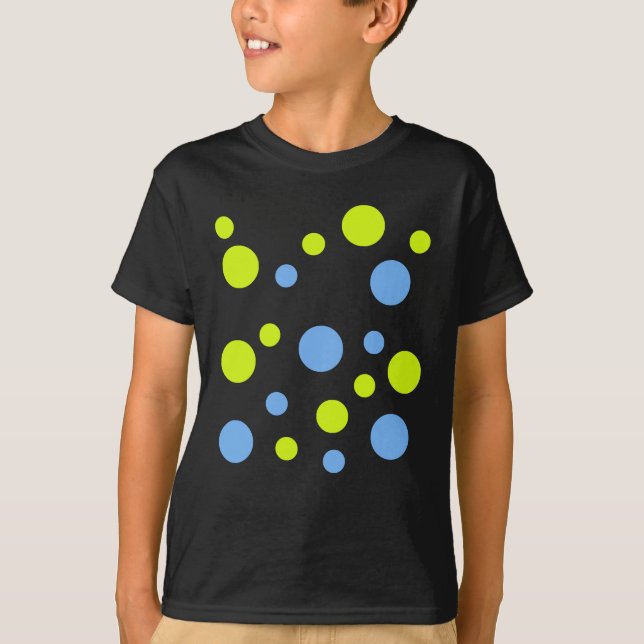 Happy Funky Yellow Blue Bubbles T-Shirt (Front)