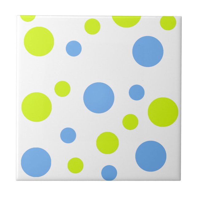 Happy Funky Yellow Blue Bubbles Tile (Front)