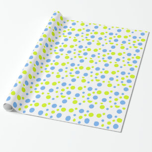 Happy Funky Yellow Blue Bubbles Wrapping Paper