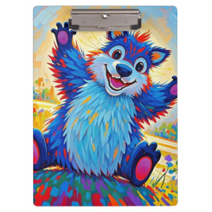 Happy funny bear Abstract cute animal art Clipboard