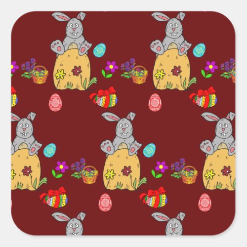 Happy funny Bunny pattern Easter Sticker