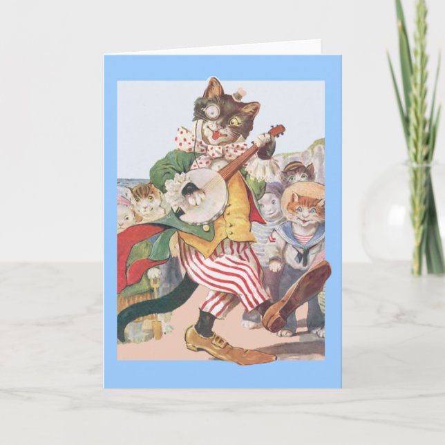 Happy Funny Cat Folk Birthday Card (Front)