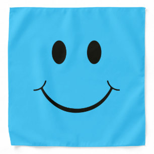 Happy Funny Face   Blue Bandana