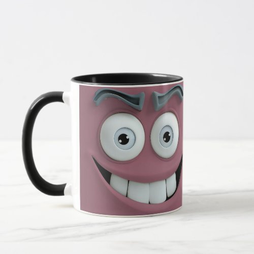 Happy Funny Face  Dark Color Background Mug