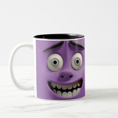 Happy Funny Face  Purple Color Background Two_Tone Coffee Mug