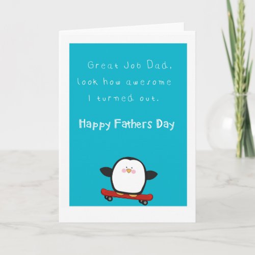 Happy funny fathers day with penguin card