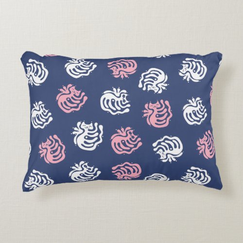 Happy funny kitty cute pattern hand drawn  accen accent pillow