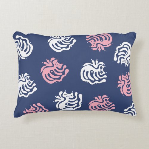 Happy funny kitty cute pattern hand drawn  accent pillow