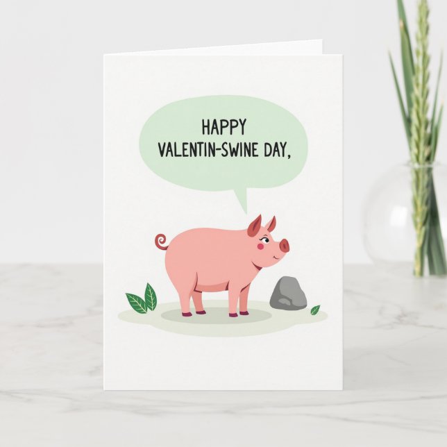 Happy Funny Pig Valentinswine Day Card (Front)