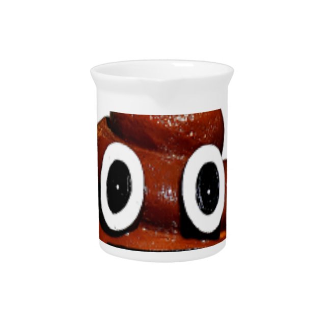 happy funny poop emoji drink pitcher (Front)