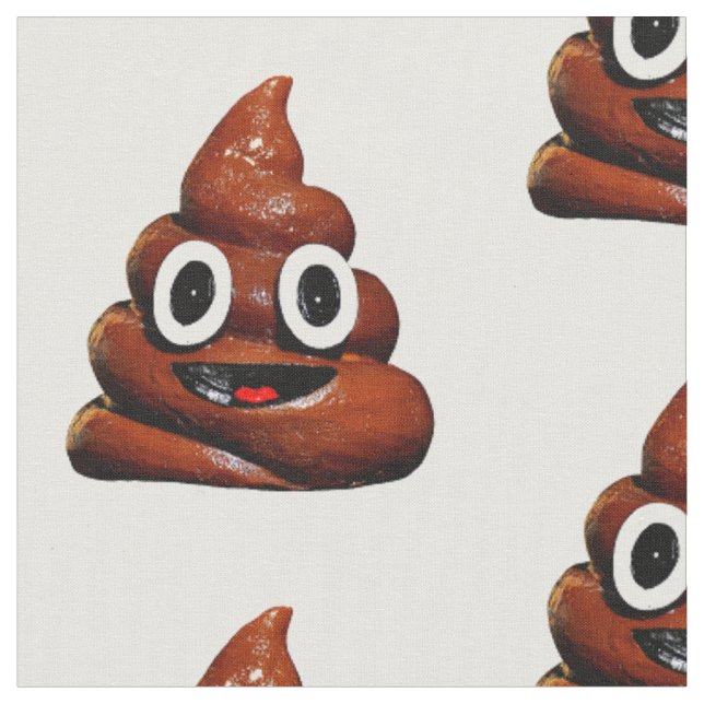happy funny poop emoji fabric (Close Up)