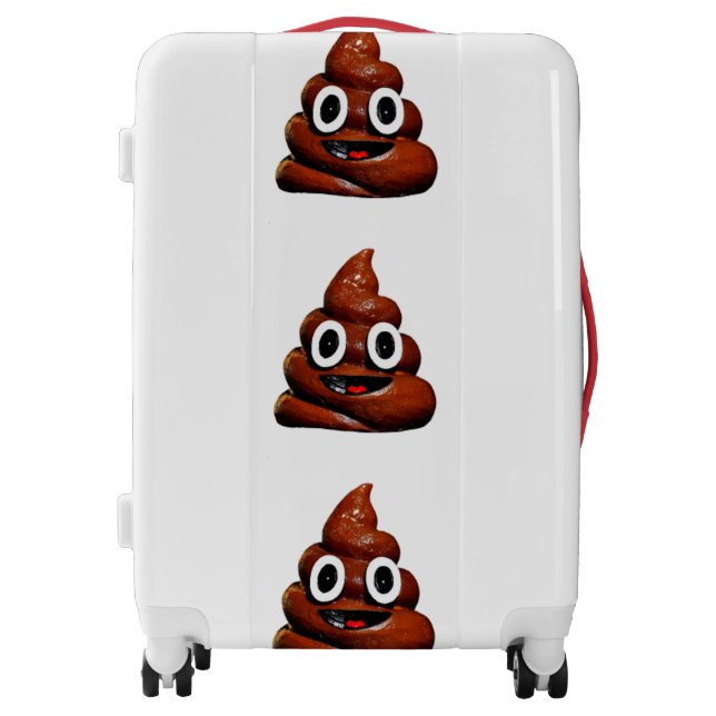 happy funny poop emoji luggage (Front)
