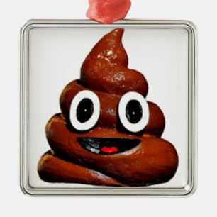 happy funny poop emoji metal ornament