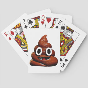 happy funny poop emoji poker cards
