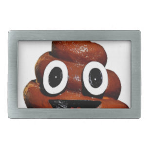 happy funny poop emoji rectangular belt buckle