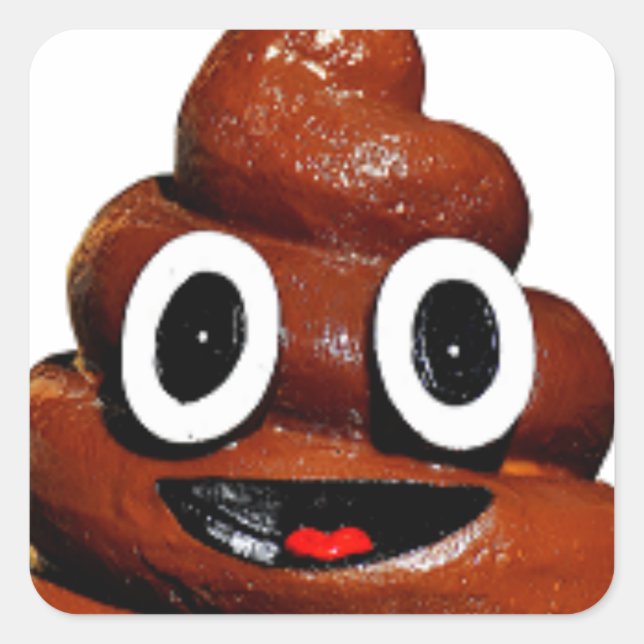 happy funny poop emoji square sticker (Front)