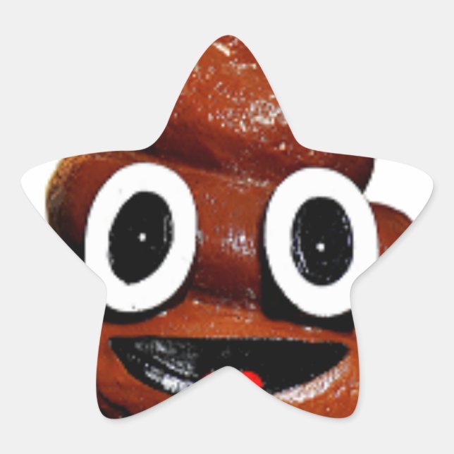 happy funny poop emoji star sticker (Front)