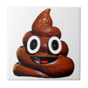 happy funny poop emoji tile