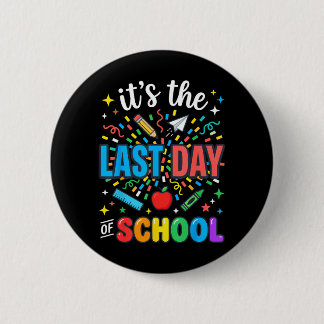 Happy Funny Retro Teacher Student Summer Last Day Button
