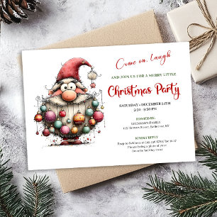 Happy Funny Santa Red and Green Festive Party Invitation
