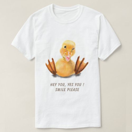 Happy Funny Yellow Duck Playful Wink _ Add Text T_Shirt