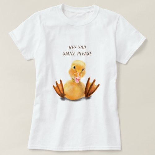 Happy Funny Yellow Duck Playful Wink _ Your Text T_Shirt