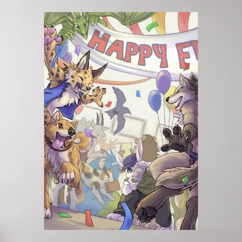 Happy furry con poster