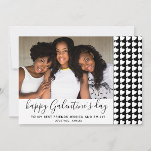 Happy Galentine`s Day Black Heart Photo Friend Holiday Card