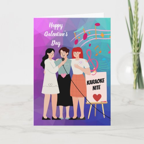 Happy Galentines Day Girls Night Out Karaoke Card