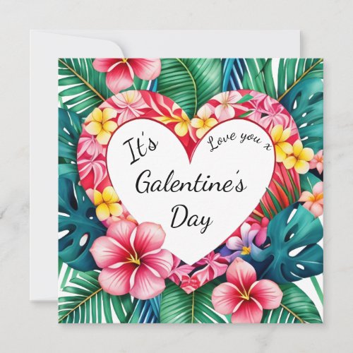 Happy Galentineâs Day Hawaiian Heart Holiday Card