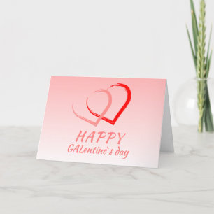 Happy Galentine`s Day Pink Heart Friend Holiday Card