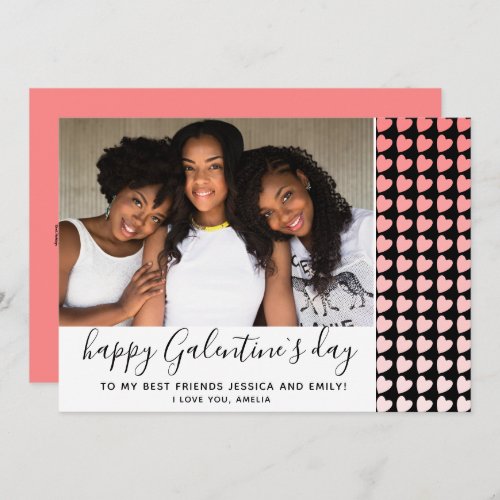 Happy Galentines Day Pink Heart Photo Friend Holiday Card