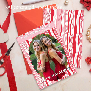 Happy Galentine’s Day Pink Stripes Besties Forever Holiday Card