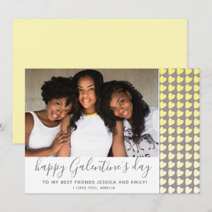 Happy Galentine`s Day Yellow Heart Photo Friend Holiday Card