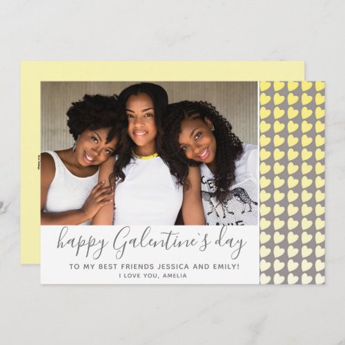 Happy Galentines Day Yellow Heart Photo Friend Holiday Card