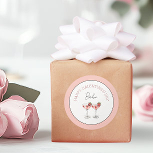 Happy Galentine's Day Babe Strawberry Cocktails Classic Round Sticker