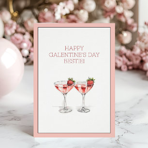 Happy Galentine's Day Bestie Cocktails Folded Card