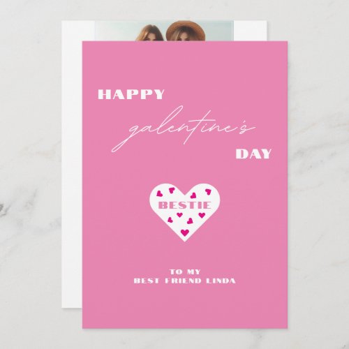 Happy Galentines Day Bestie Heart Photo Holiday Card