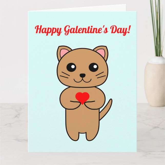 Happy Galentine's Day! - Blue Background Card (Front)