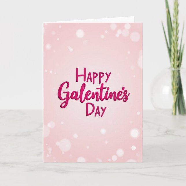 Happy Galentines Day Bokeh Card (Front)