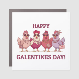 Happy Galentines Day Chicken Squad Cute Funny Hens Car Magnet